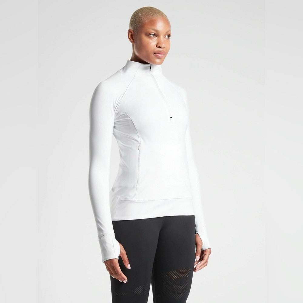 Athleta Whittier Peak Half Zip Top Bright White SIZE XS